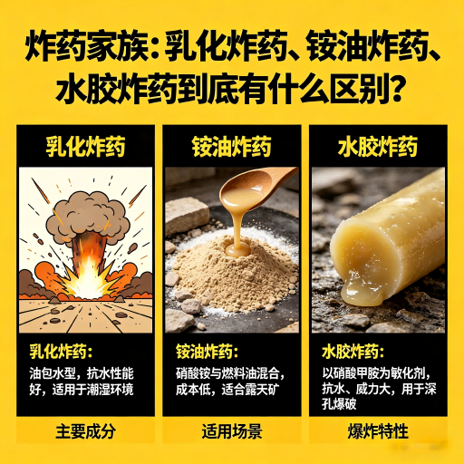 纳溪炸药家族：乳化炸药、铵油炸药、水胶炸药到底有什么区别？